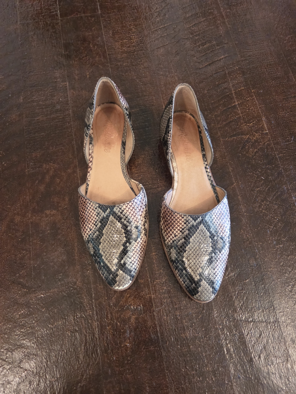 Madewell Snake-Print D'Orsay Flats - Neutral Tan & Black